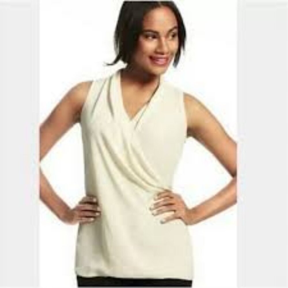 cabi Faux Wrap Crossover Sleeveless Top